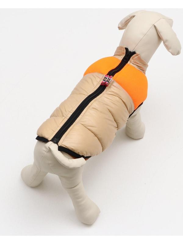Куртка для собак на молнии, размер 16 (ДС 36 см, ОГ 46 см, ОШ 35 см), бежевая с оранжевым