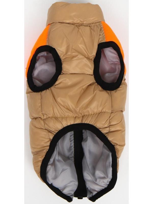 Куртка для собак на молнии, размер 16 (ДС 36 см, ОГ 46 см, ОШ 35 см), бежевая с оранжевым