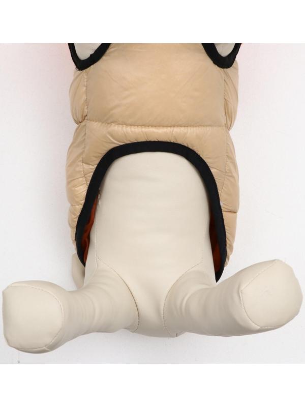 Куртка для собак на молнии, размер 16 (ДС 36 см, ОГ 46 см, ОШ 35 см), бежевая с оранжевым