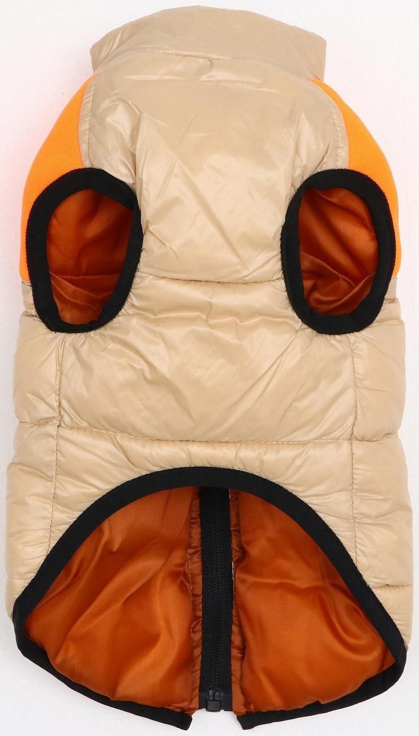 Куртка для собак на молнии, размер 18 (ДС 40 см, ОГ 50 см, ОШ 38 см), бежевая с оранжевым
