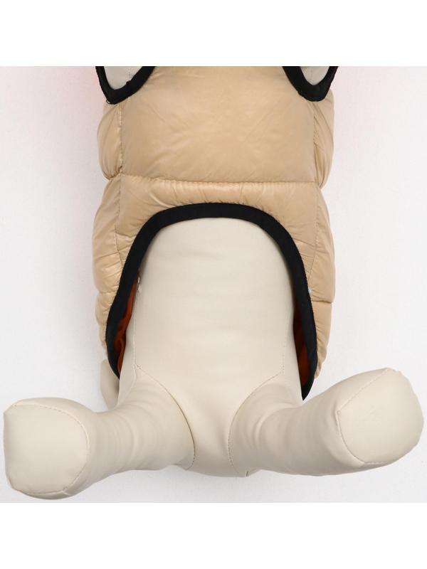 Куртка для собак на молнии, размер 18 (ДС 40 см, ОГ 50 см, ОШ 38 см), бежевая с оранжевым