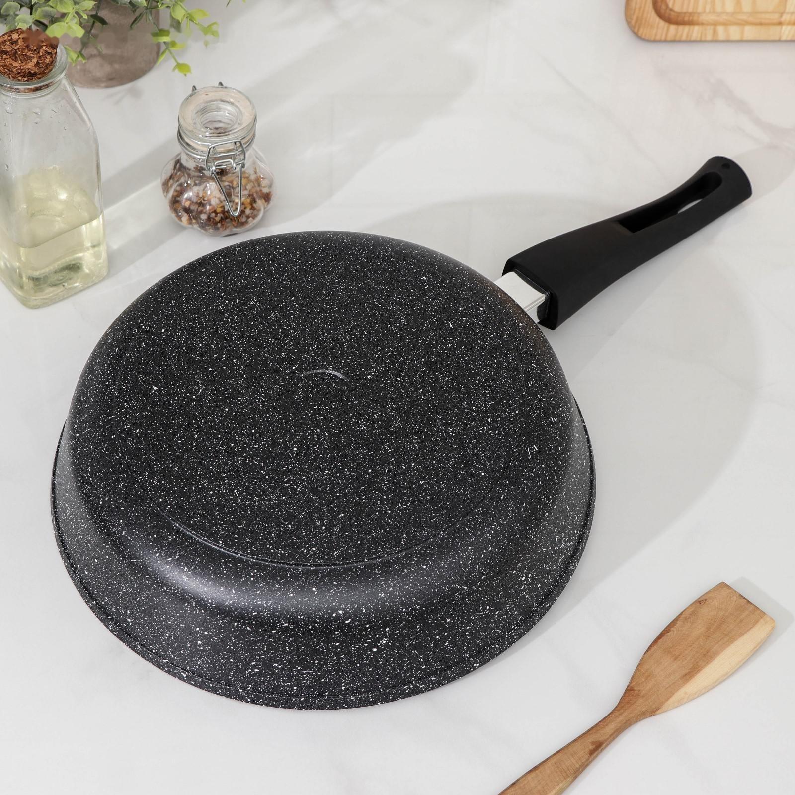 Сковорода Доляна «Элит», d=28 см, съёмная ручка, антипригарное покрытие, цвет серый