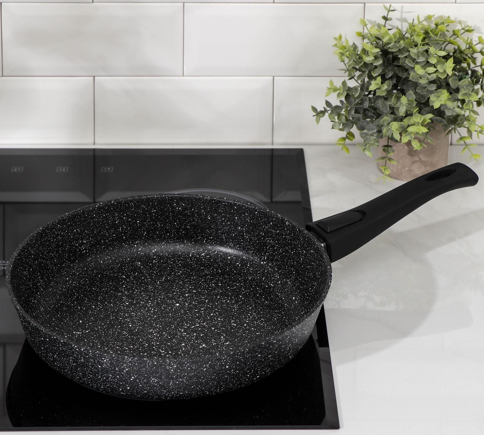 Сковорода Доляна «Элит», d=28 см, съёмная ручка, антипригарное покрытие, цвет серый