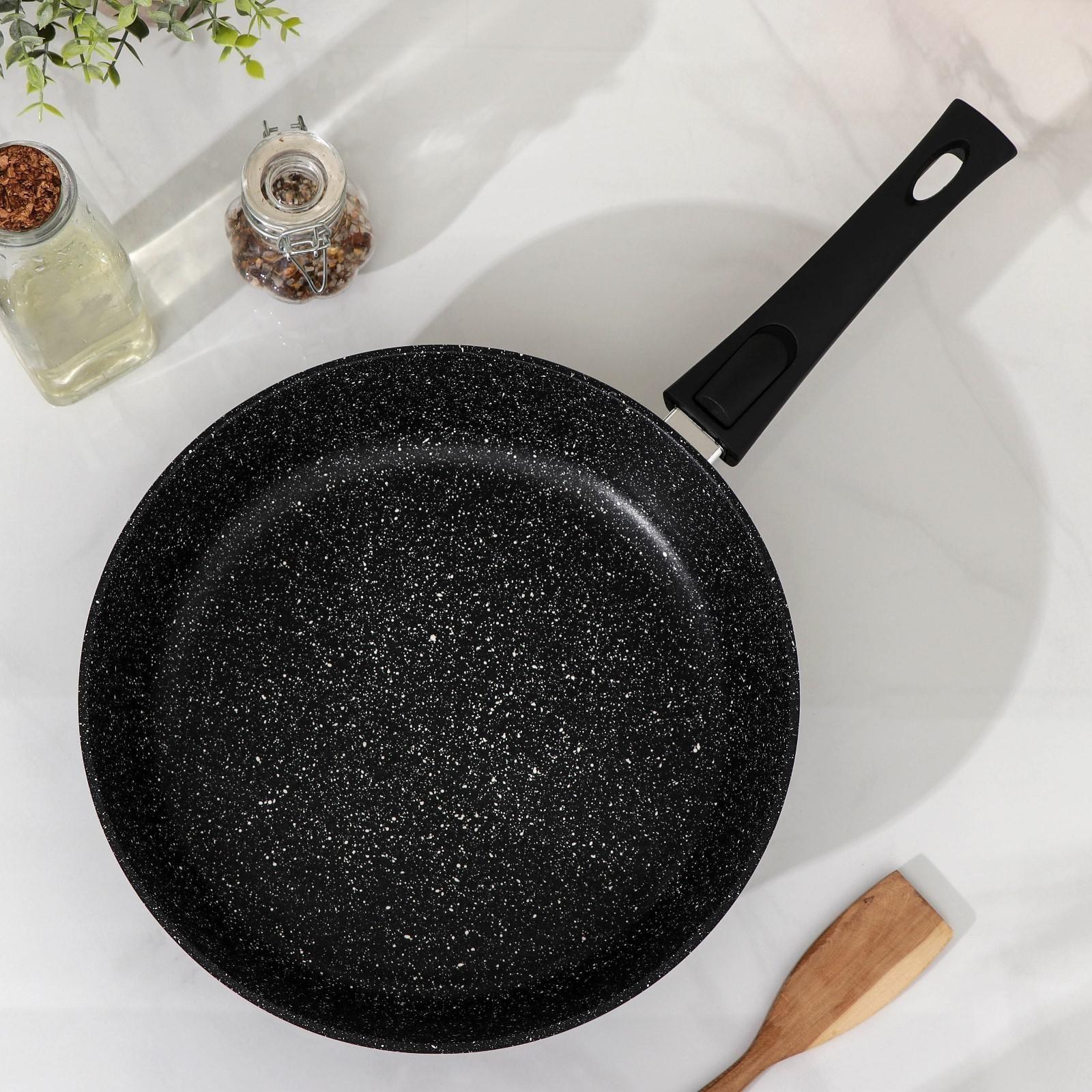 Сковорода Доляна «Элит», d=28 см, съёмная ручка, антипригарное покрытие, цвет серый