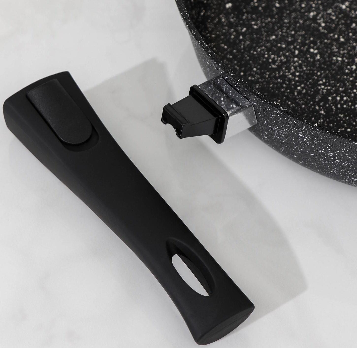 Сковорода Доляна «Элит», d=28 см, съёмная ручка, антипригарное покрытие, цвет серый