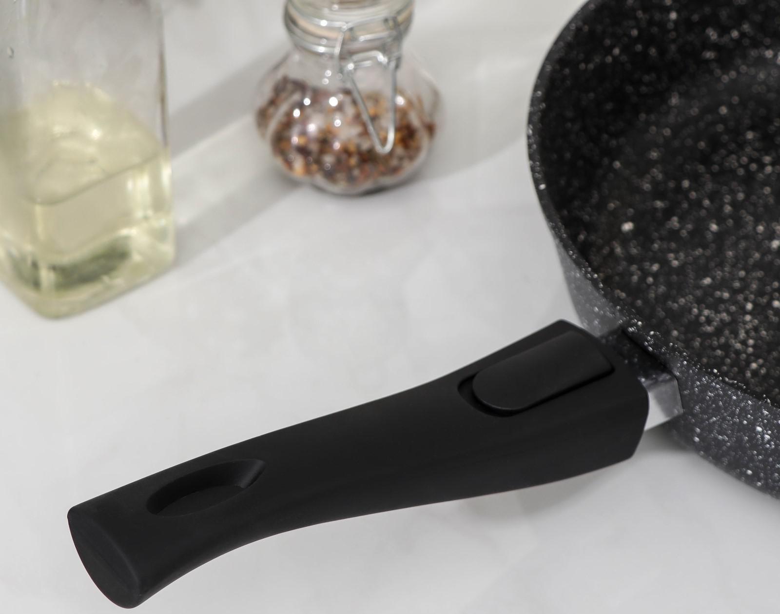 Сковорода Доляна «Элит», d=28 см, съёмная ручка, антипригарное покрытие, цвет серый