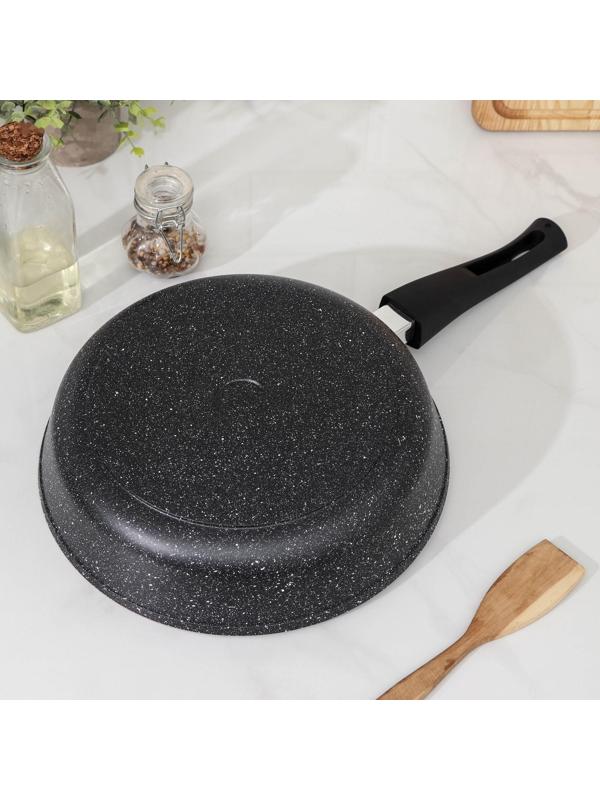Сковорода Доляна «Элит», d=28 см, съёмная ручка, антипригарное покрытие, цвет серый