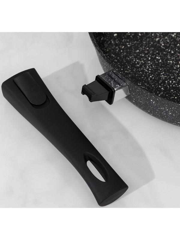 Сковорода Доляна «Элит», d=28 см, съёмная ручка, антипригарное покрытие, цвет серый