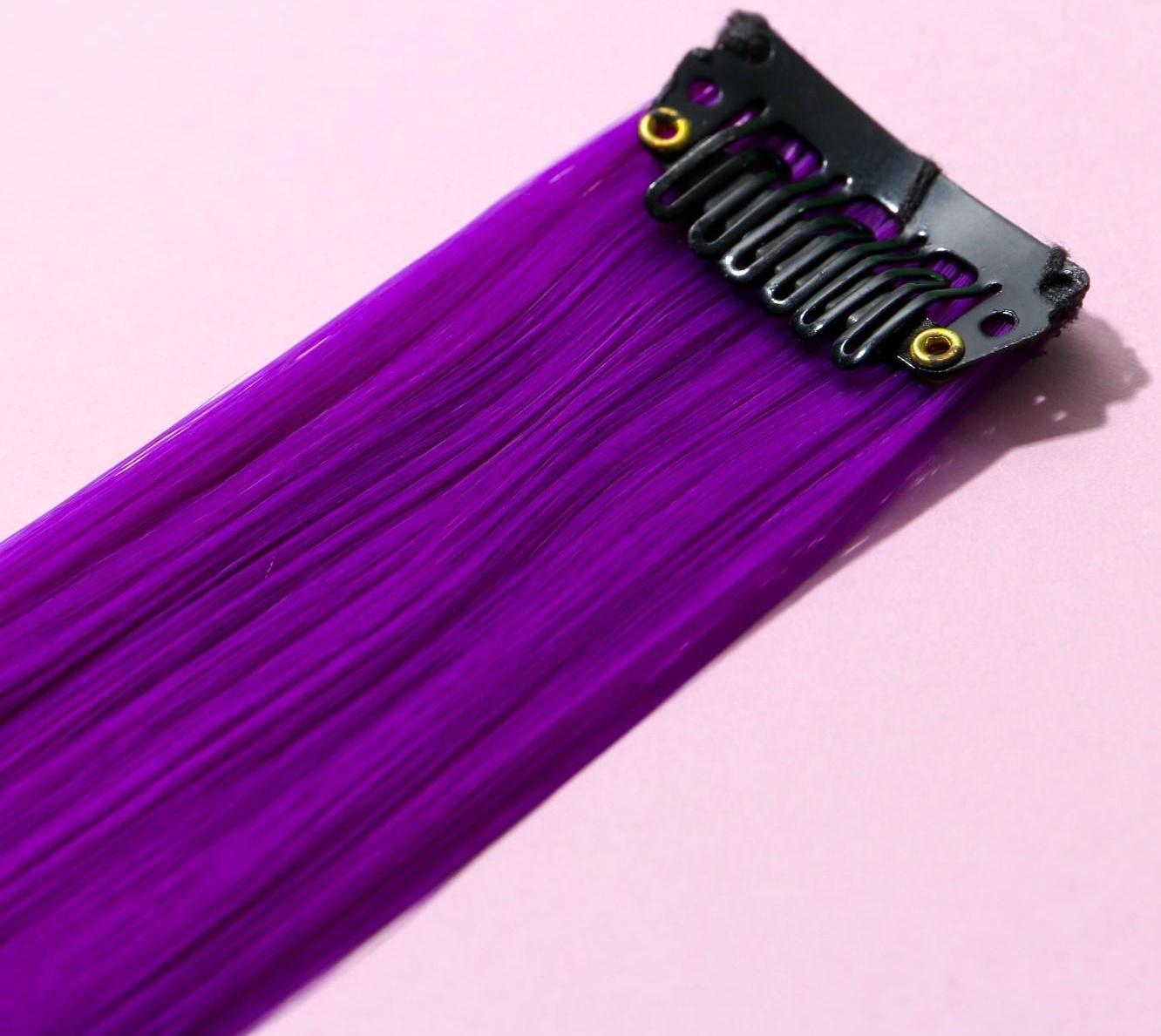 Цветная прядь на заколке «отПАНДного нового года», длина 50 см.