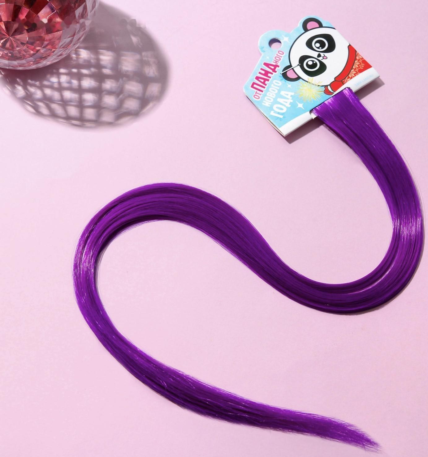 Цветная прядь на заколке «отПАНДного нового года», длина 50 см.