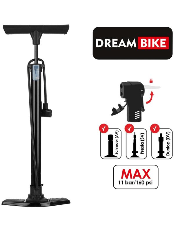 Насос велосипедный напольный Dream Bike, цвет чёрный