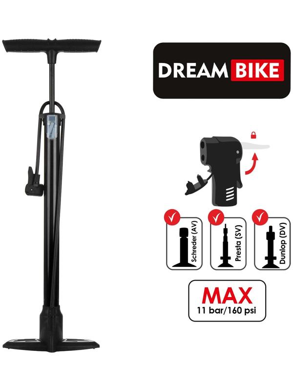 Насос велосипедный напольный Dream Bike, цвет чёрный