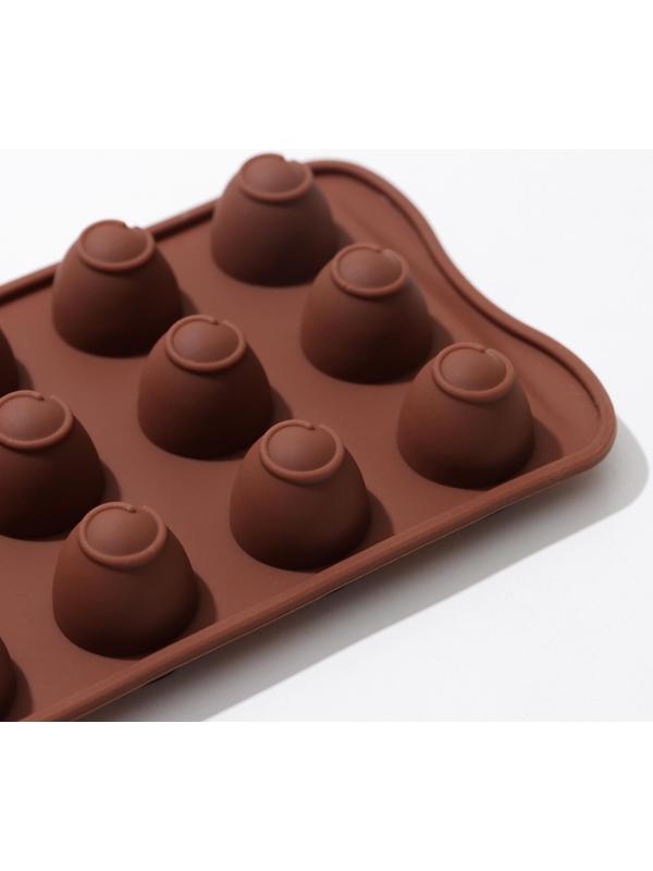 Форма для льда и кондитерских украшений Доляна «Рондо», 21×10,5×3 см, силикон, 15 ячеек, цвет шоколадный