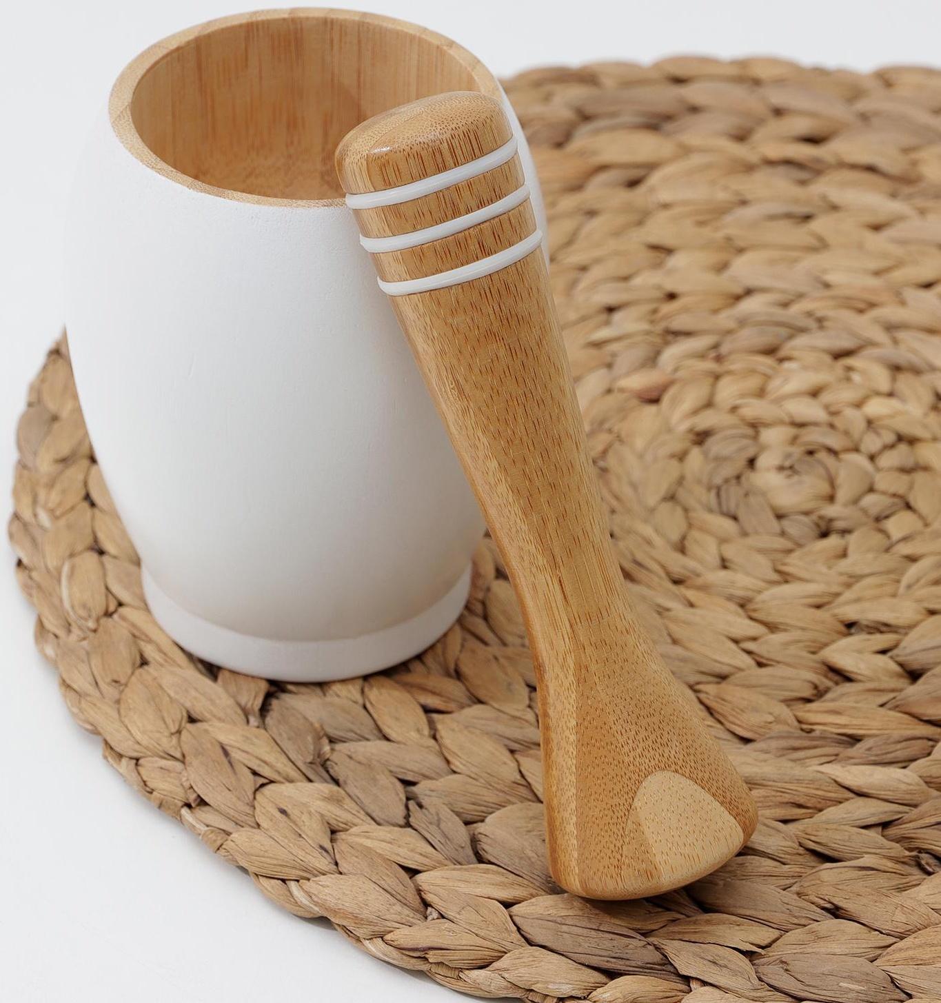 Ступка с толкушкой Heaven, 200 мл, ступка d=8 см, h=12 см, толкушка h=12 см, d=2 см, d=4 см, бамбук