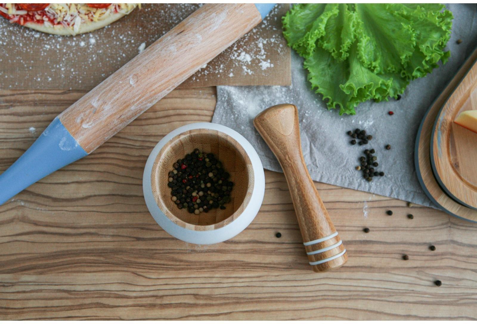 Ступка с толкушкой Heaven, 200 мл, ступка d=8 см, h=12 см, толкушка h=12 см, d=2 см, d=4 см, бамбук