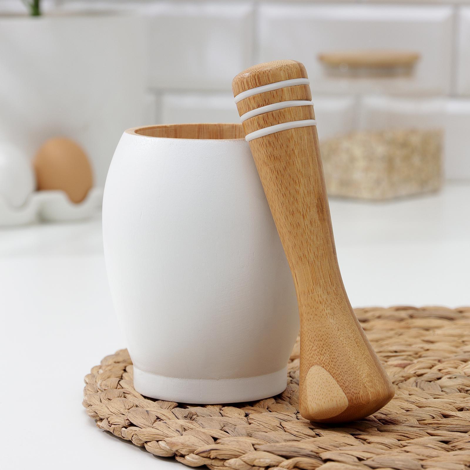 Ступка с толкушкой Heaven, 200 мл, ступка d=8 см, h=12 см, толкушка h=12 см, d=2 см, d=4 см, бамбук