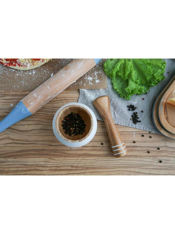 Ступка с толкушкой Heaven, 200 мл, ступка d=8 см, h=12 см, толкушка h=12 см, d=2 см, d=4 см, бамбук