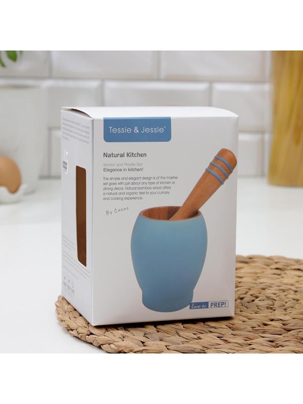 Ступка с толкушкой Heaven, 200 мл, ступка d=8 см, h=12 см, толкушка h=12 см, d=2 см, d=4 см, бамбук