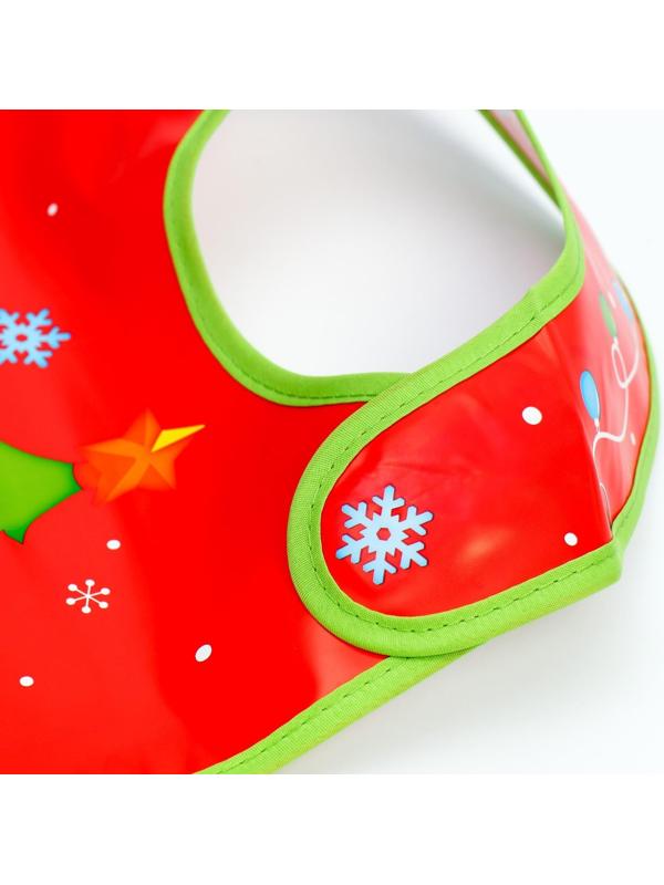 Нагрудник «Зайка: 1 Новый год» непромокаемый на липучке, ПВХ, новогодняя подарочная упаковка