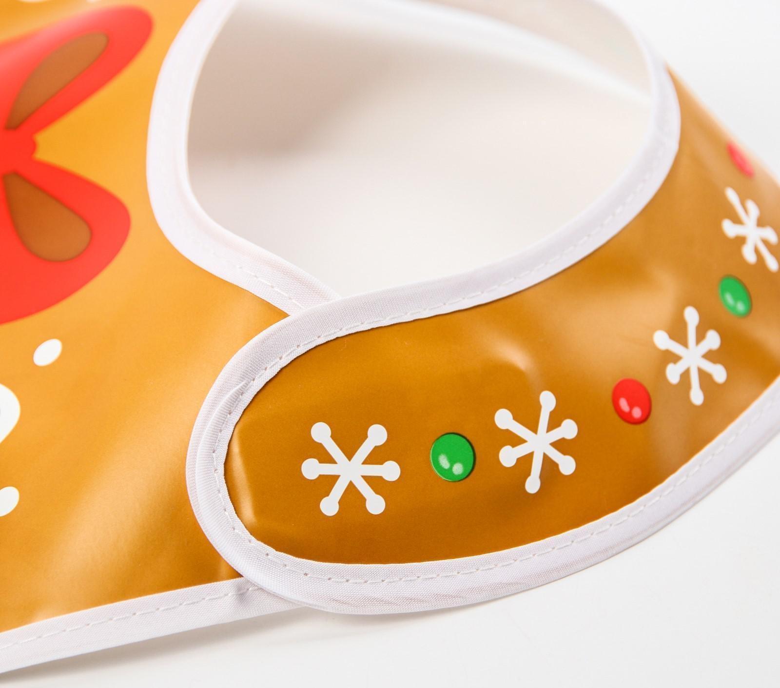 Нагрудник «Пряник» непромокаемый на липучке, новогодняя подарочная упаковка