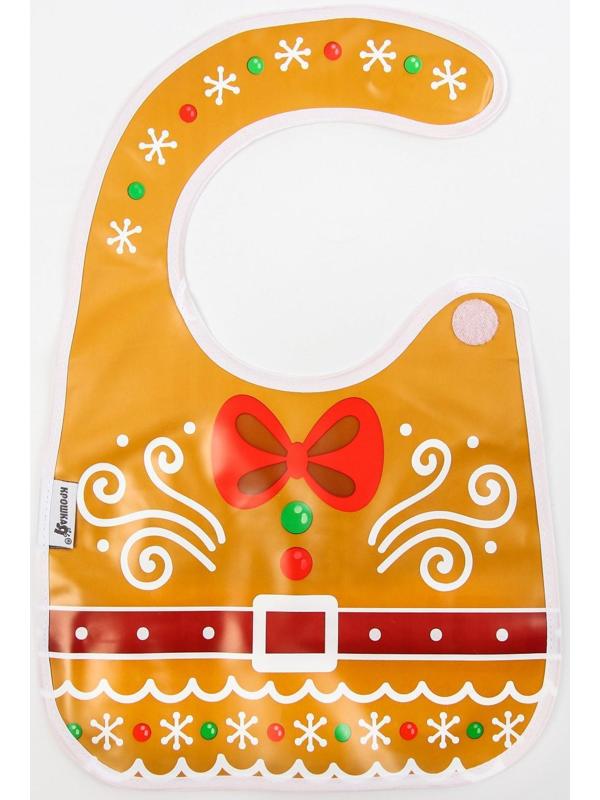 Нагрудник «Пряник» непромокаемый на липучке, новогодняя подарочная упаковка