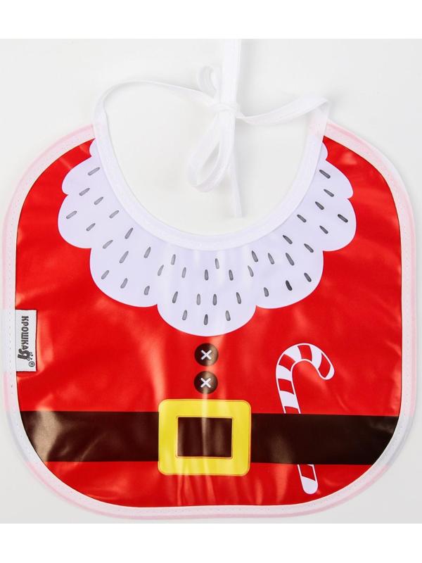 Нагрудник «Костюм Санты» непромокаемый на завязках, ПВХ, новогодняя подарочная упаковка