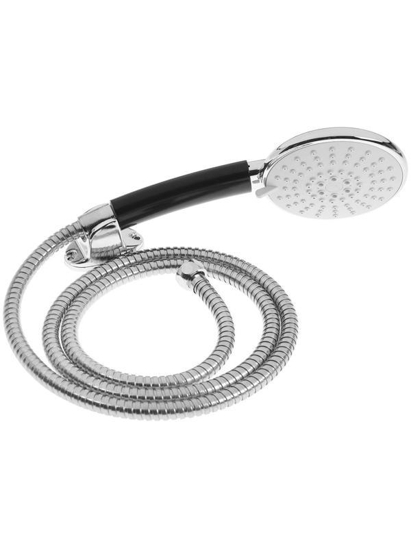 Набор для душа ZEIN Z0405, шланг 150 см, держатель, лейка 5 режимов, черн.ручка, хром