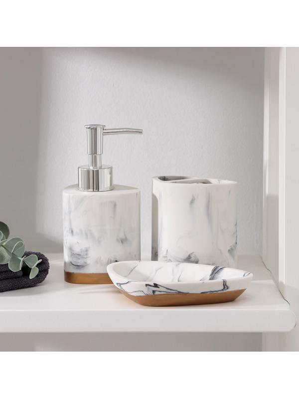 Набор аксессуаров для ванной комнаты «Мрамор», 3 предмета (мыльница, дозатор 230 мл, стакан)