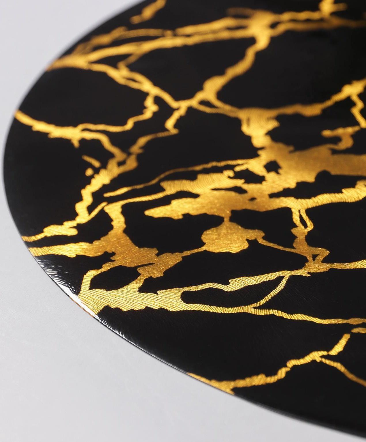 Салфетка сервировочная на стол «Мрамор», d=38 см, цвет чёрный