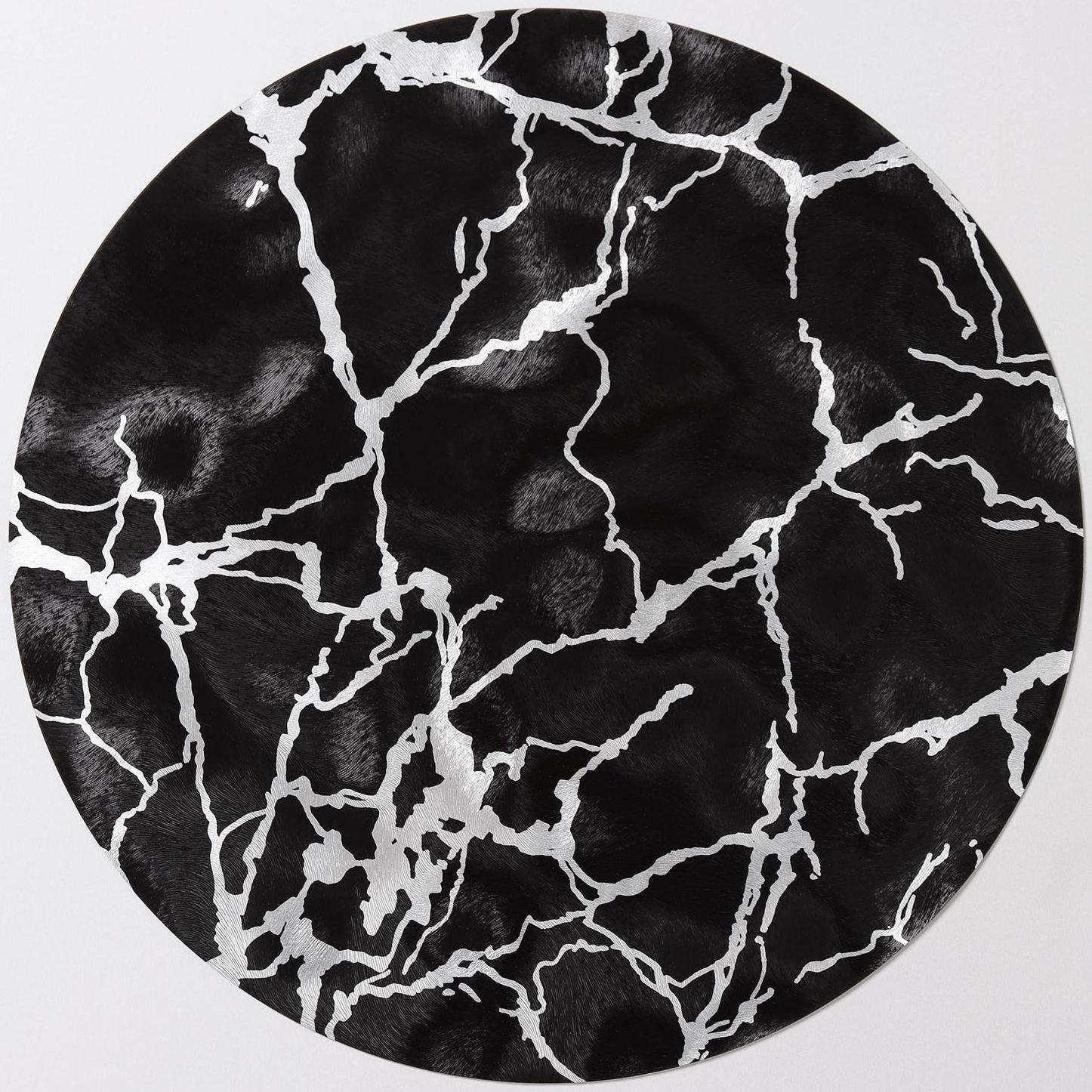 Салфетка сервировочная на стол «Мрамор», d=38 см, цвет чёрный