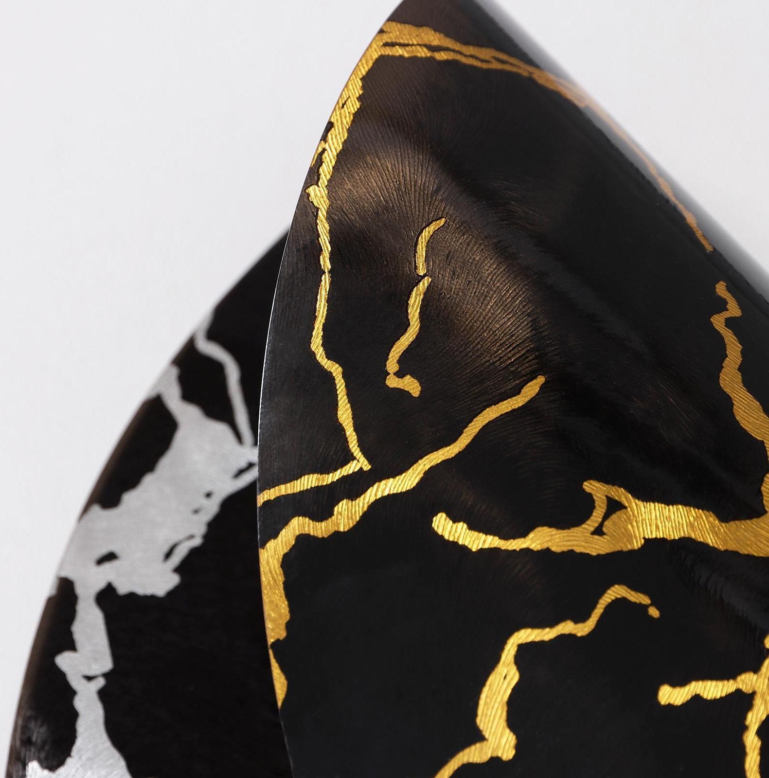 Салфетка сервировочная на стол «Мрамор», d=38 см, цвет чёрный