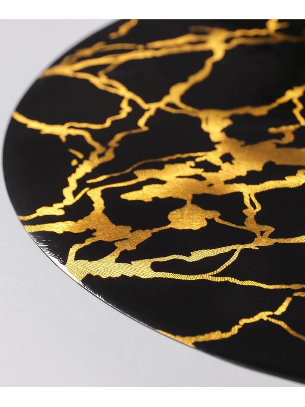 Салфетка сервировочная на стол «Мрамор», d=38 см, цвет чёрный