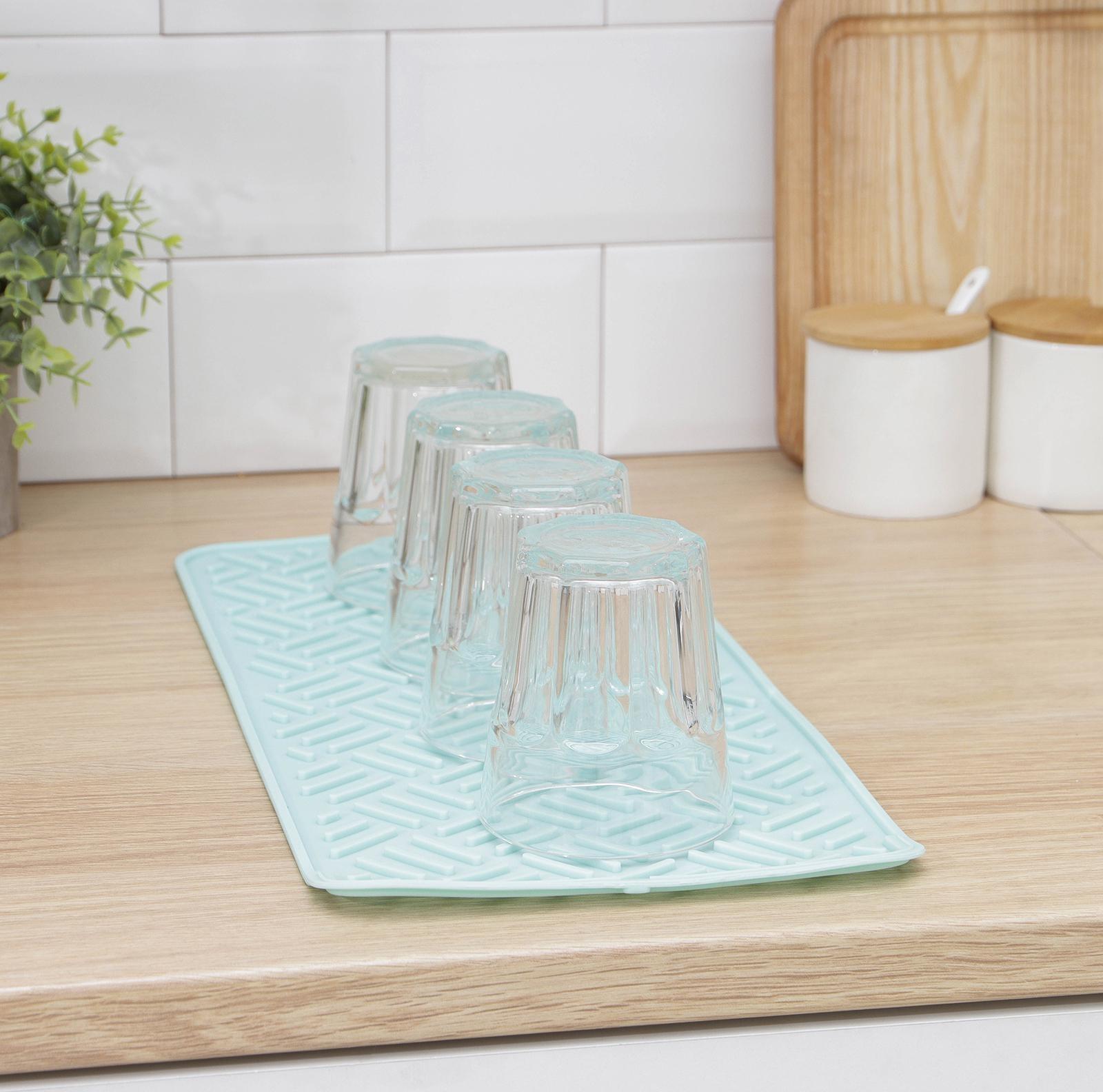 Коврик для сушки посуды, 20×45 см, силикон, цвет МИКС