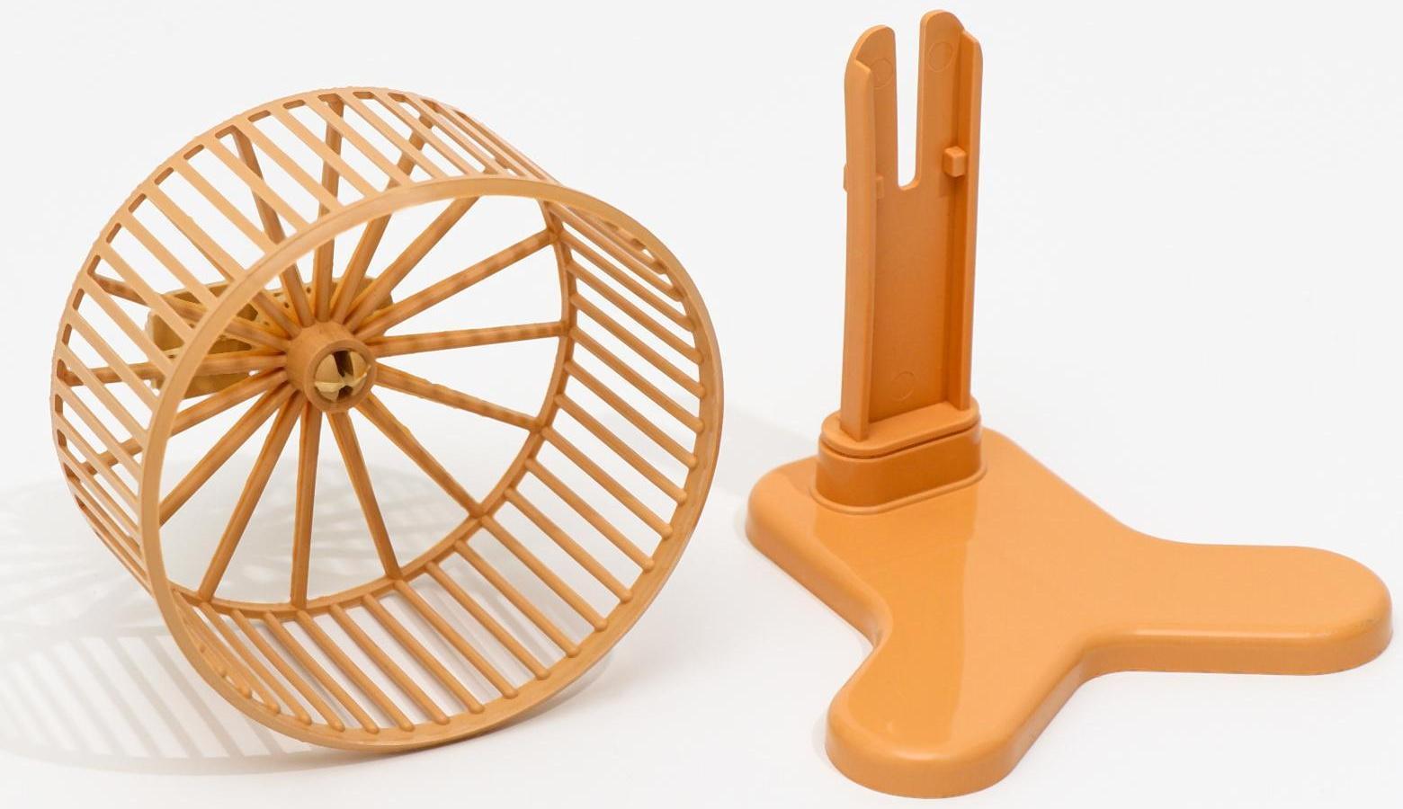 Колесо для грызунов пластиковое, с подставкой, 9 см, бежевое