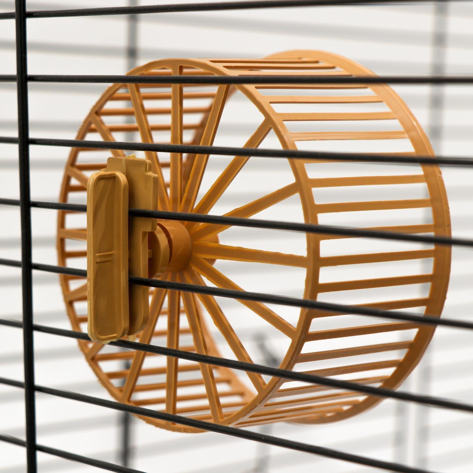 Колесо для грызунов пластиковое, с подставкой, 9 см, бежевое