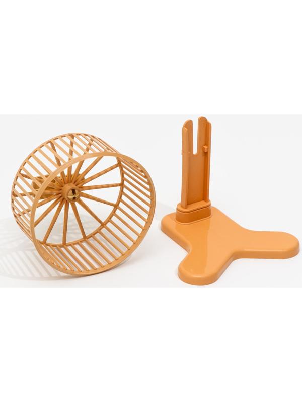 Колесо для грызунов пластиковое, с подставкой, 9 см, бежевое