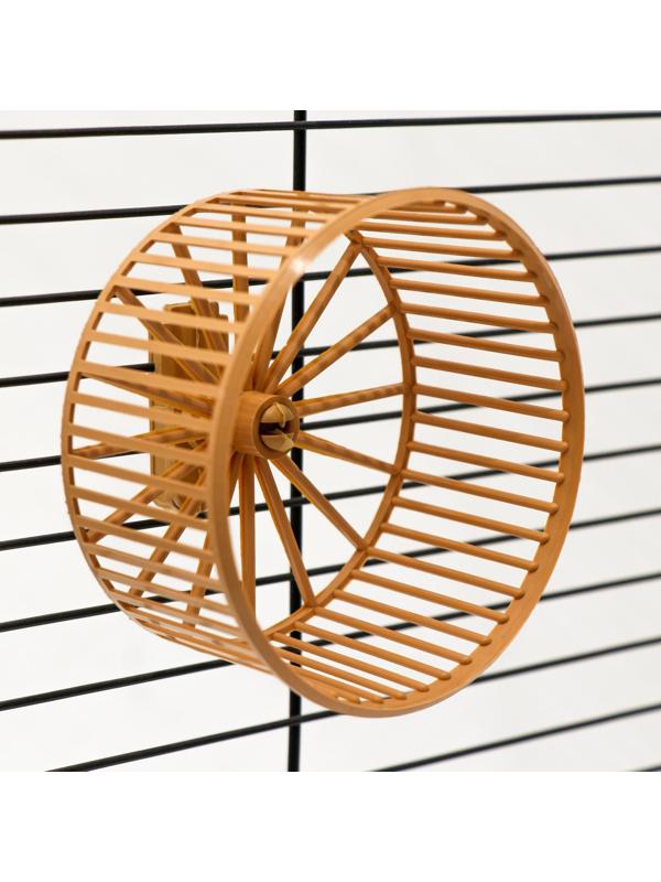 Колесо для грызунов пластиковое, с подставкой, 9 см, бежевое