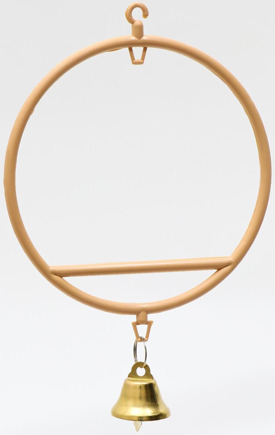 Качели для птиц круглые d 11,5 см, с колокольчиком, бежевые