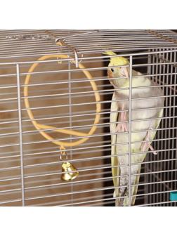 Качели для птиц круглые d 11,5 см, с колокольчиком, бежевые