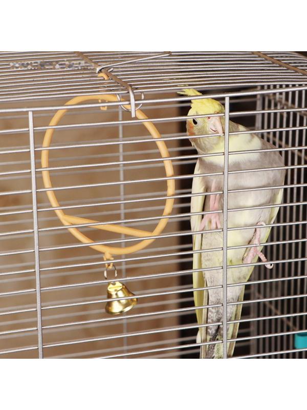 Качели для птиц круглые d 11,5 см, с колокольчиком, бежевые