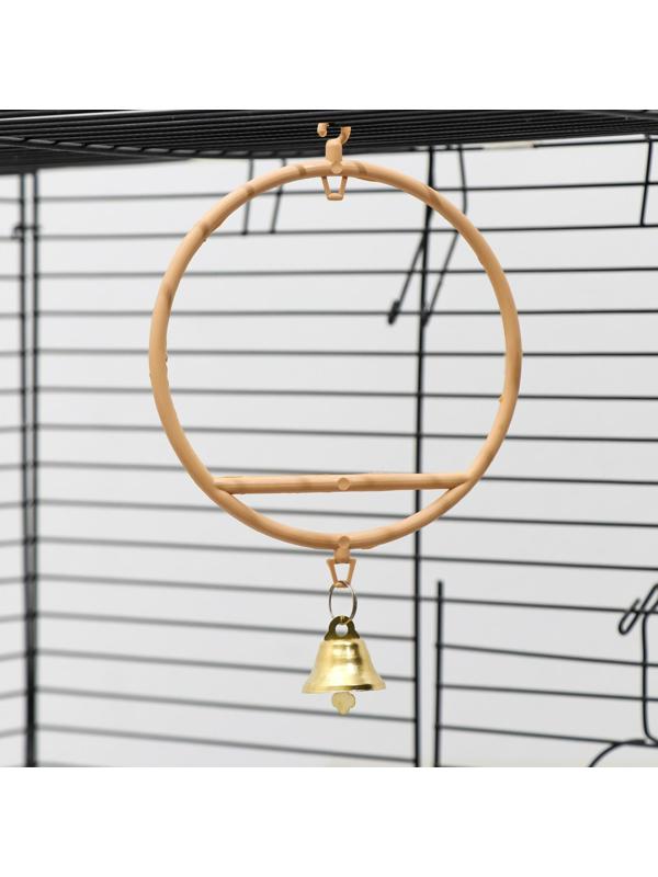 Качели для птиц круглые d 11,5 см, с колокольчиком, бежевые