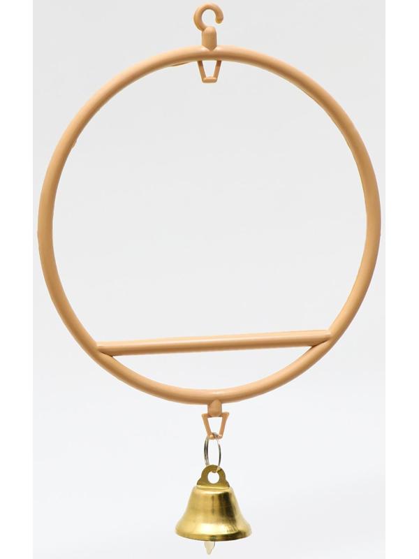 Качели для птиц круглые d 11,5 см, с колокольчиком, бежевые