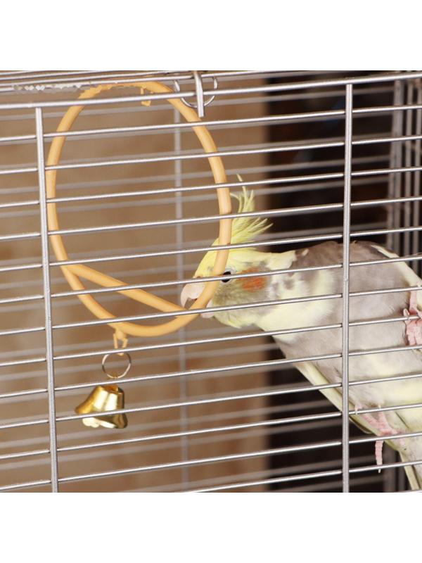 Качели для птиц круглые d 11,5 см, с колокольчиком, бежевые