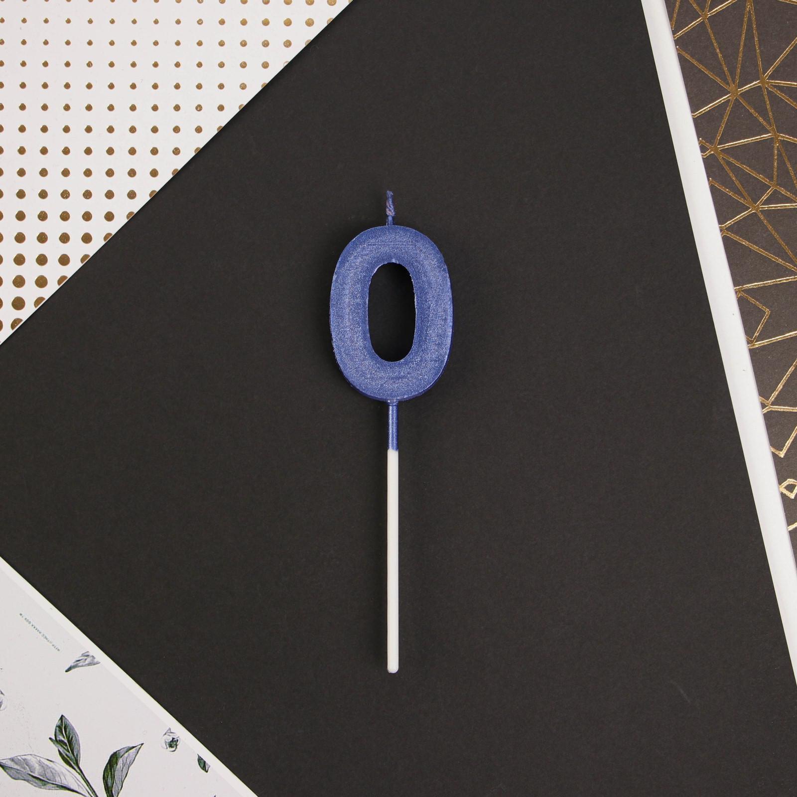 Свеча в торт цифра «0», голубая