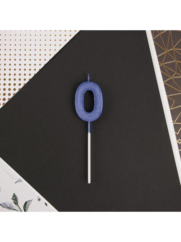 Свеча в торт цифра «0», голубая