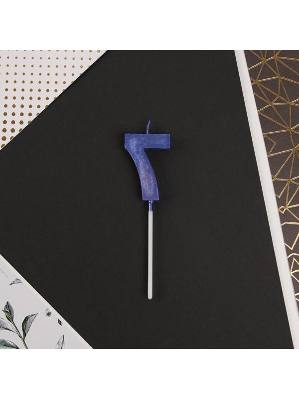 Свеча в торт цифра «7», голубая