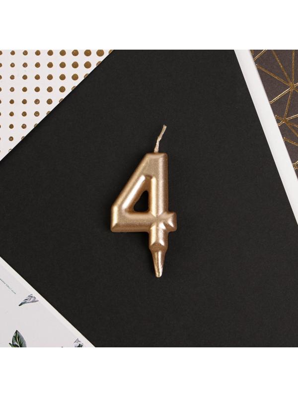 Свеча-цифра в торт «4», шампань