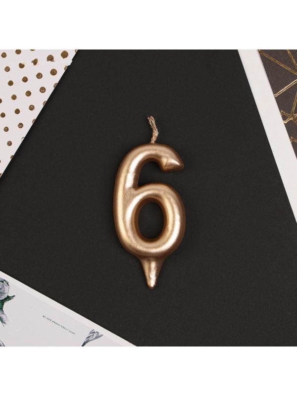 Свеча-цифра в торт «6», шампань