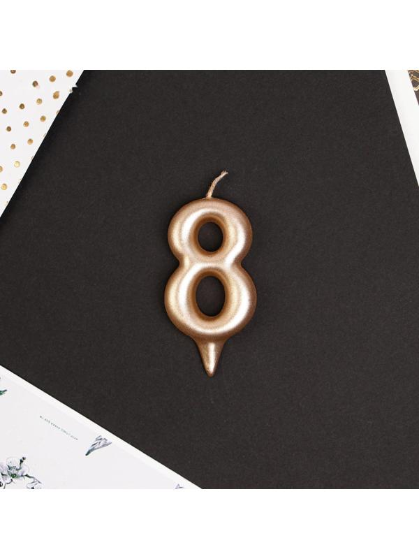 Свеча-цифра в торт «8», шампань