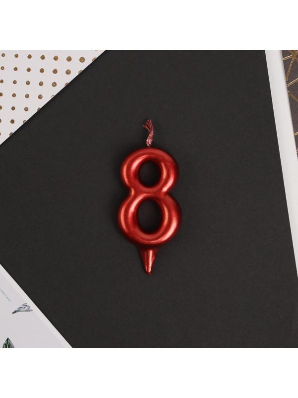 Свеча-цифра в торт «8», красная